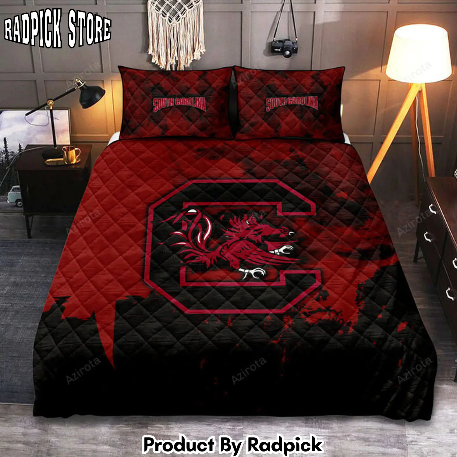 Radpick south carolina gamecocks garnet black bedding set v2 rp3272121
